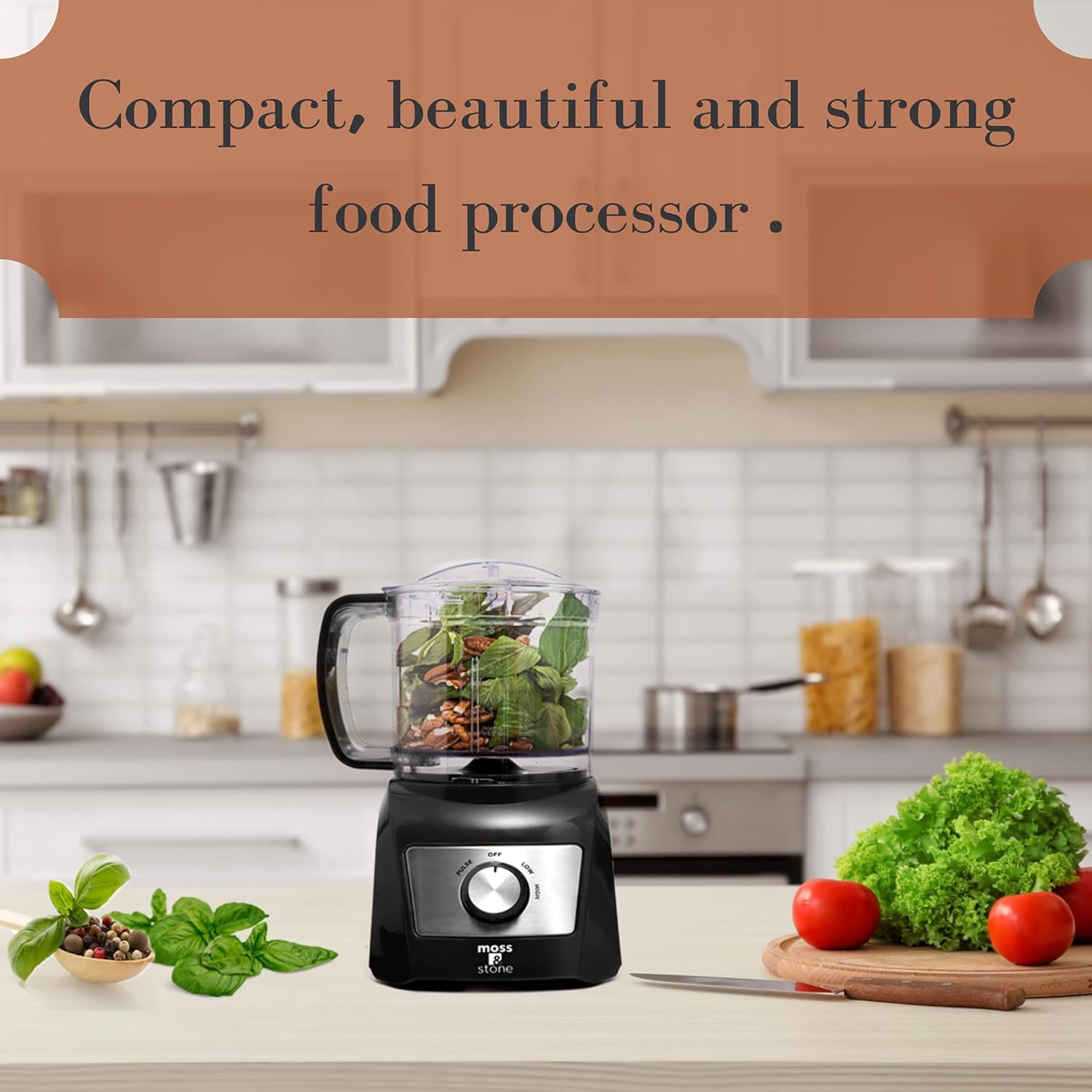 Moss & Stone 3 Cup Mini Food Processor, Strong Vegetable Chopper for Dicing, Chopping, Mincing, & Puree 300 Watts Mini Chopper With 2 Speeds, Perfect Baby Food Processor Black 3 Cups Black