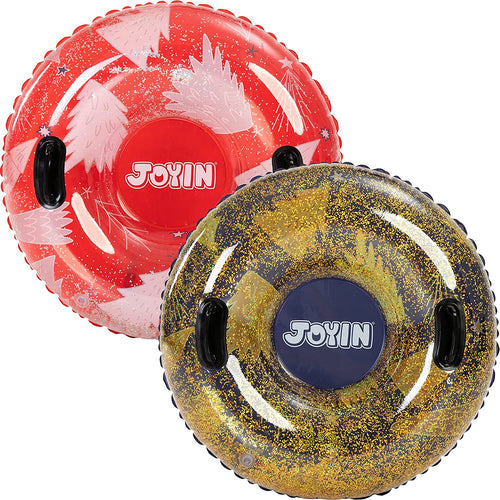 Joyin 34" Inflatable Transparent Snow Tubes, 2 Pack