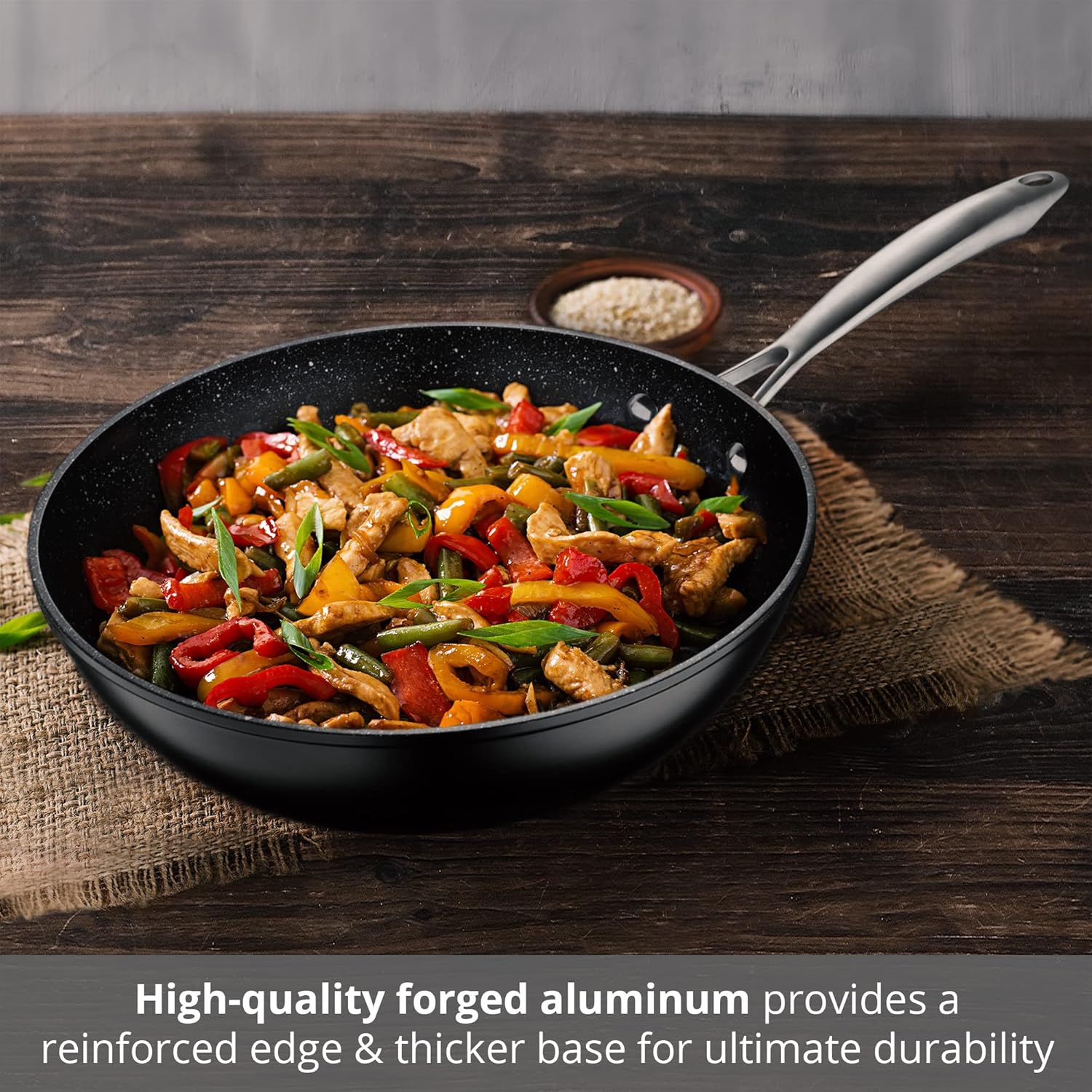 Vital by MasterPRO - 11" Forged Aluminum Titanium-Reinforced Non Stick Wok