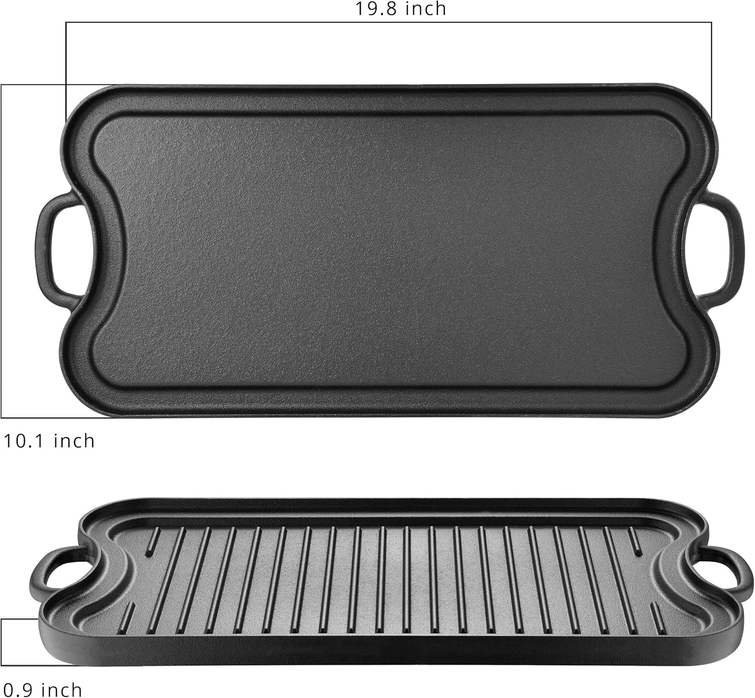 BBQ by MasterPRO - 20" x 10" Pre Seasoned Cast Iron Double Reversible Grill & Griddle