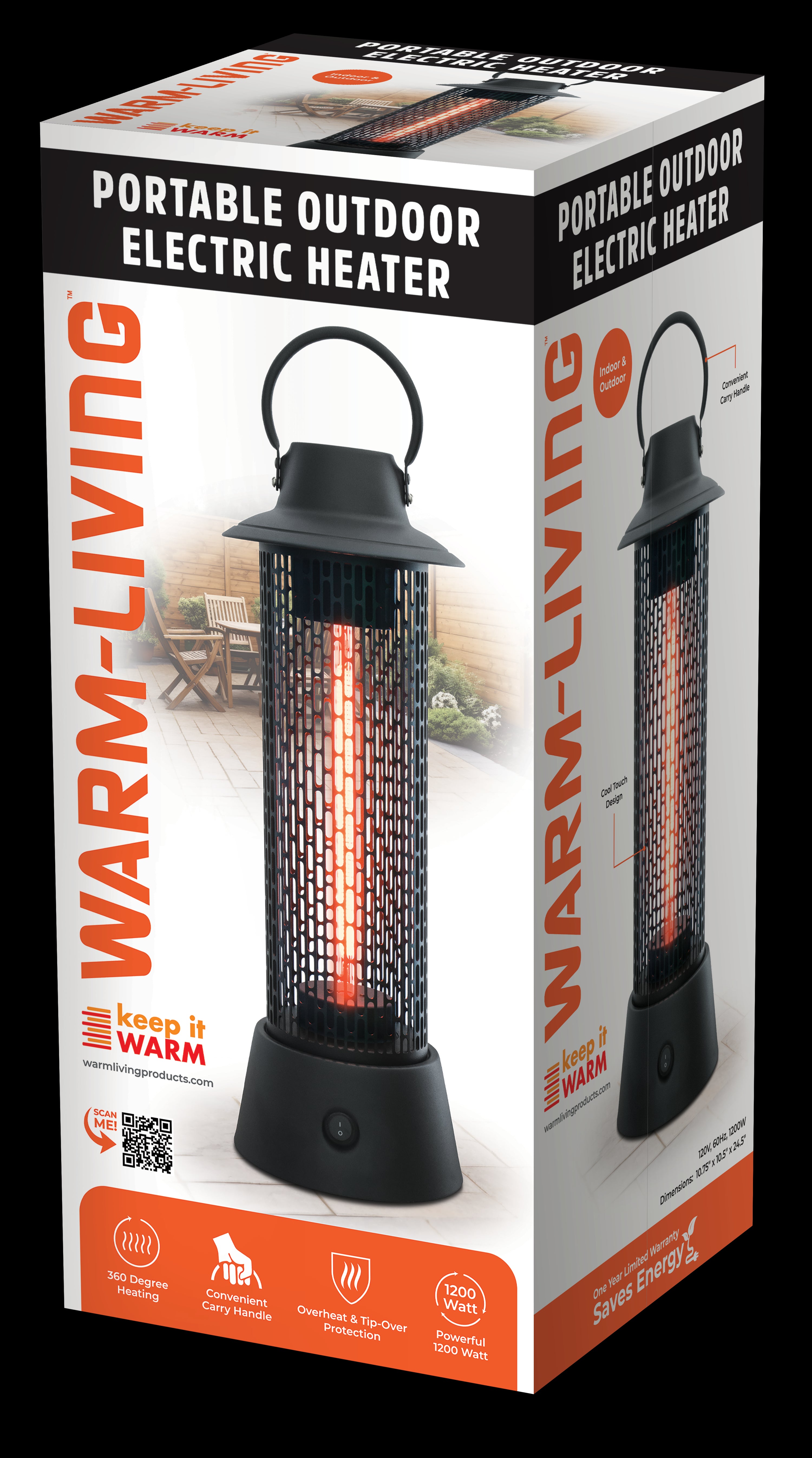 Warm Living Portable Indoor & Outdoor Electric Heater, 1200W