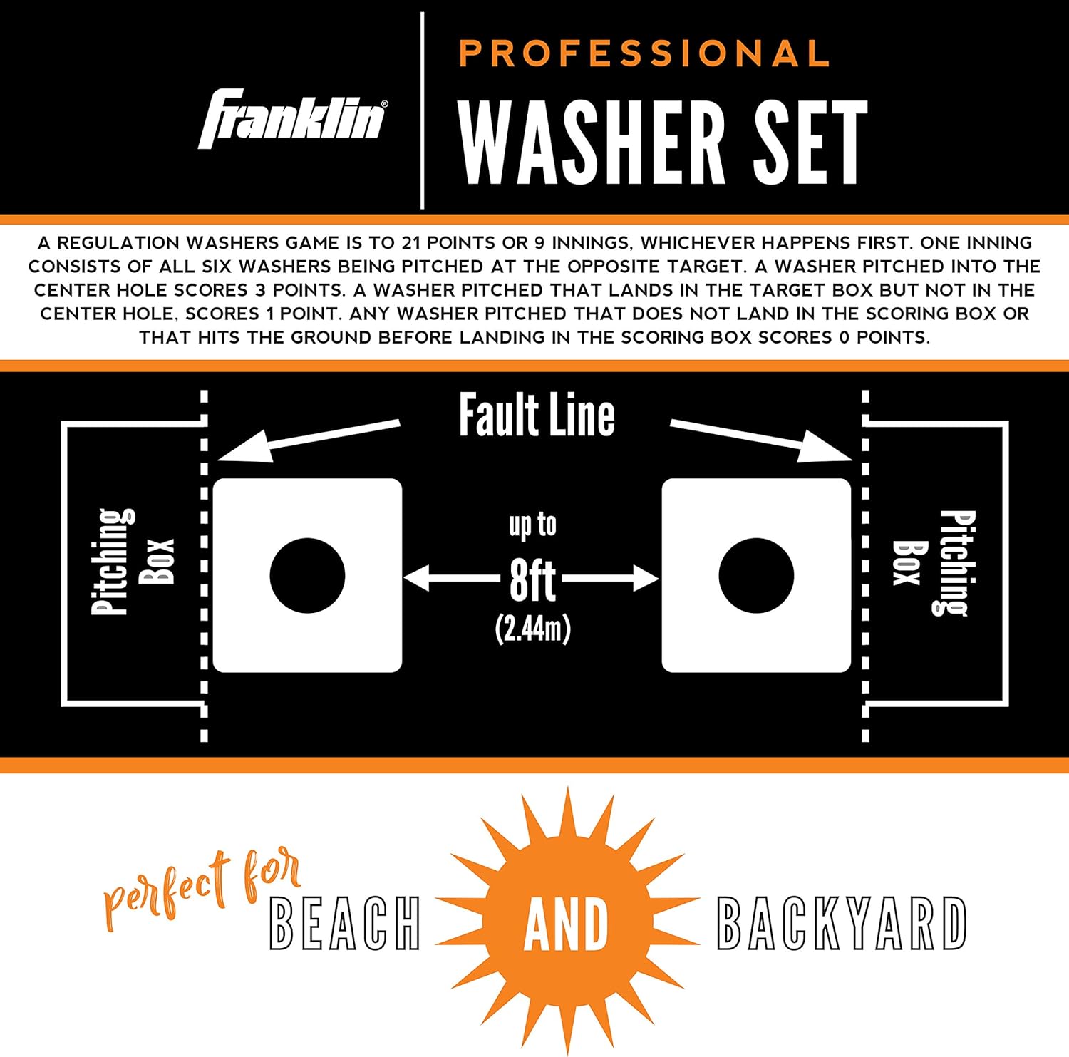 Franklin Sports Washer Toss Set Includes 2 Tournament Size Washer Toss Targets and 6 Steel Washers