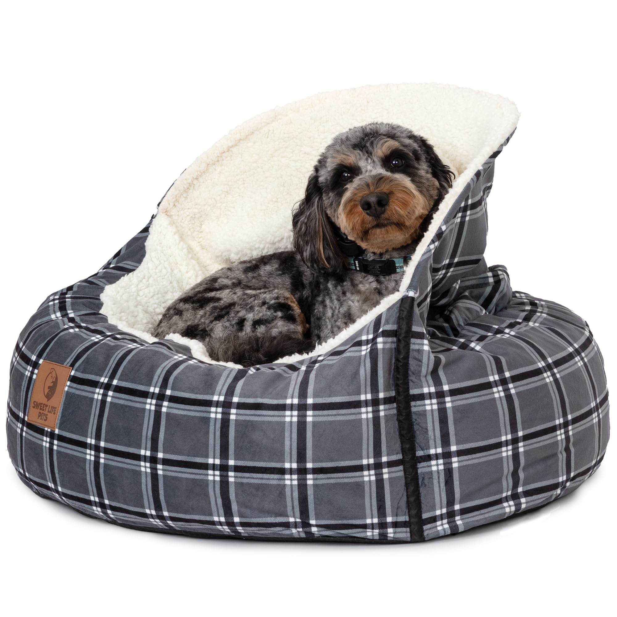 Sweet Life Pets Hooded Dog Bed with Collapsible Hood & Blanket