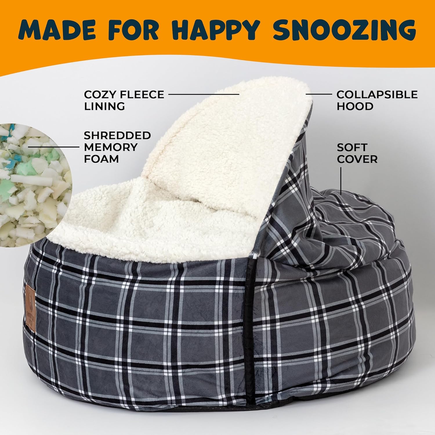 Sweet Life Pets Hooded Dog Bed with Collapsible Hood & Blanket