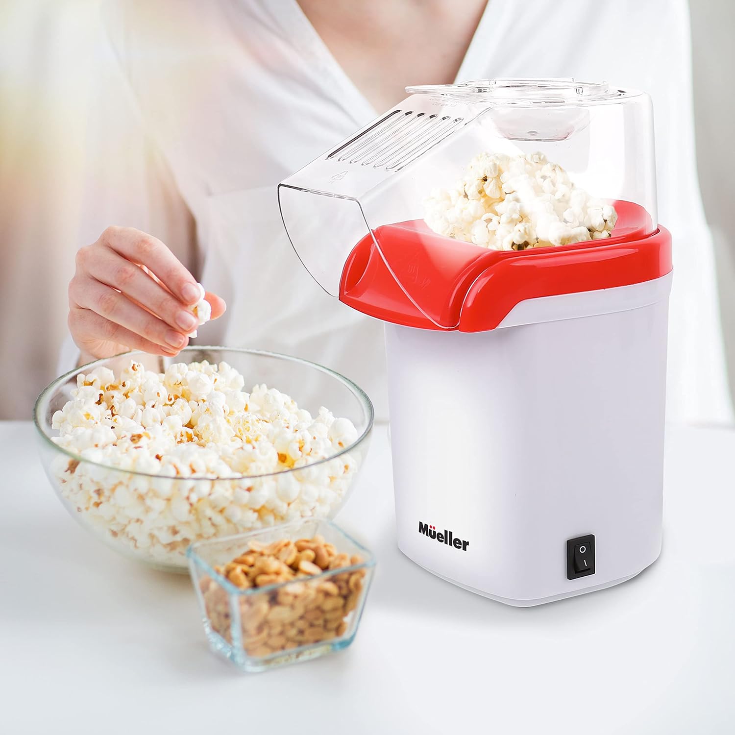 Mueller Ultra Pop, Hot Air Popcorn Popper, Electric Pop Corn Maker, Healthy and Quick Snack, No Oil Needed with Measuring/Butter Cup