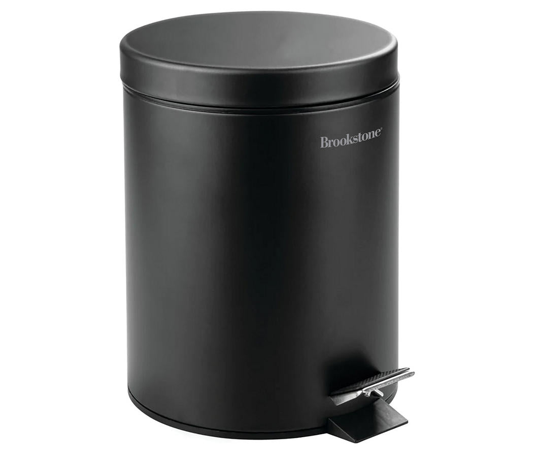 Brookstone Black Soft Close Step-On Waste Can, 5L