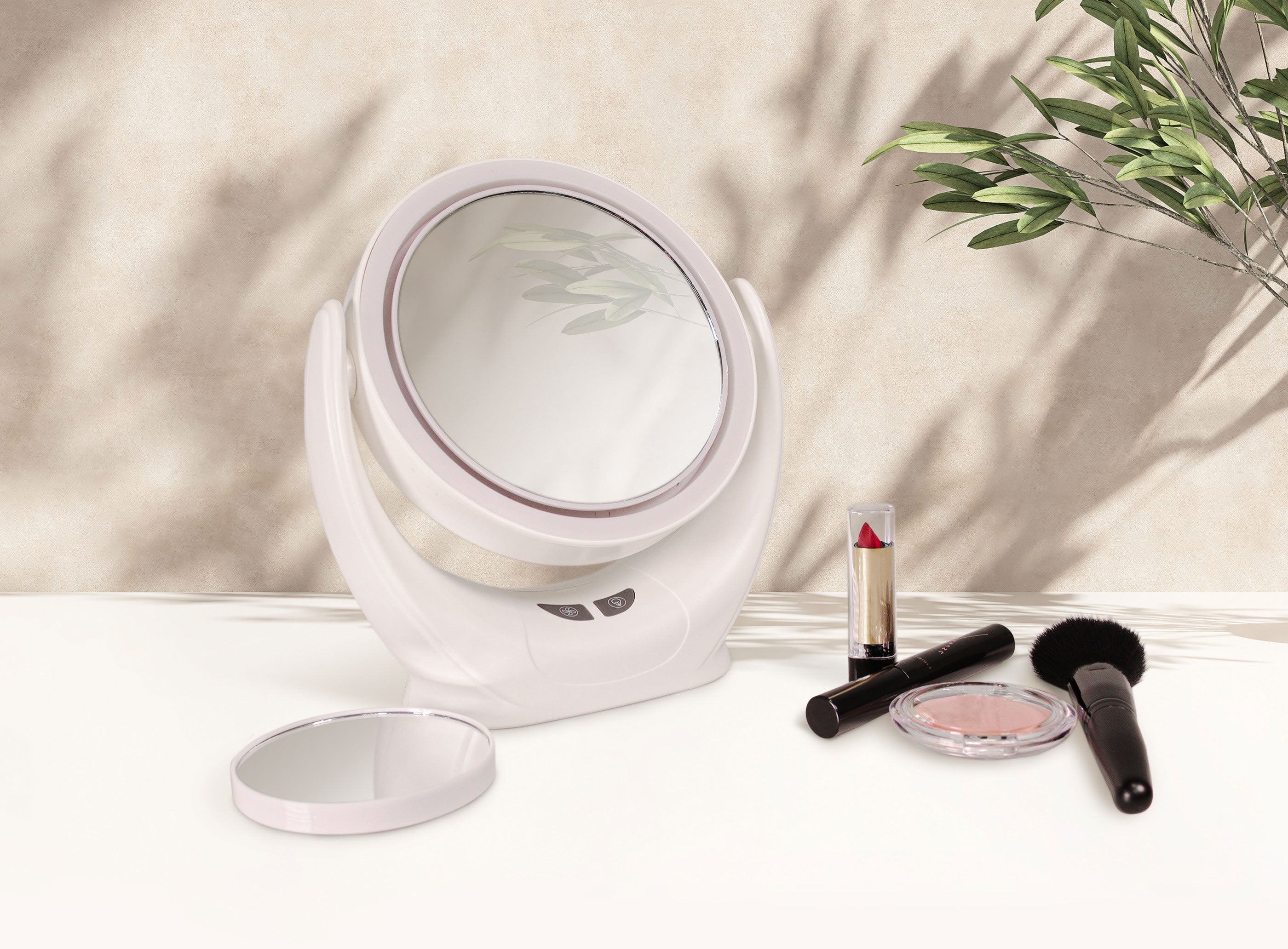 Breezy Beauty LED Vanity Mirror with Fan, White