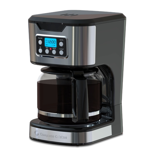 Complete Cuisine 12-Cup Programmable Coffee Maker with Auto Shut Off, Digital Display w/Auto-Brew Function, Anti-Drip Pot & Reusable Filter