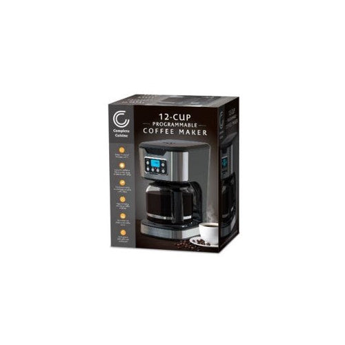 Complete Cuisine 12-Cup Programmable Coffee Maker with Auto Shut Off, Digital Display w/Auto-Brew Function, Anti-Drip Pot & Reusable Filter