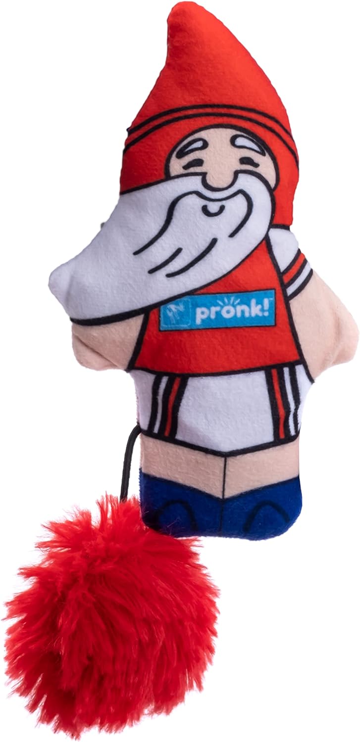 Pronk! Goal Soccer Player Garden Gnome 6 Inch Plush with Bell Ball Crinkle Cat Toy with Chirpy Bird Sound