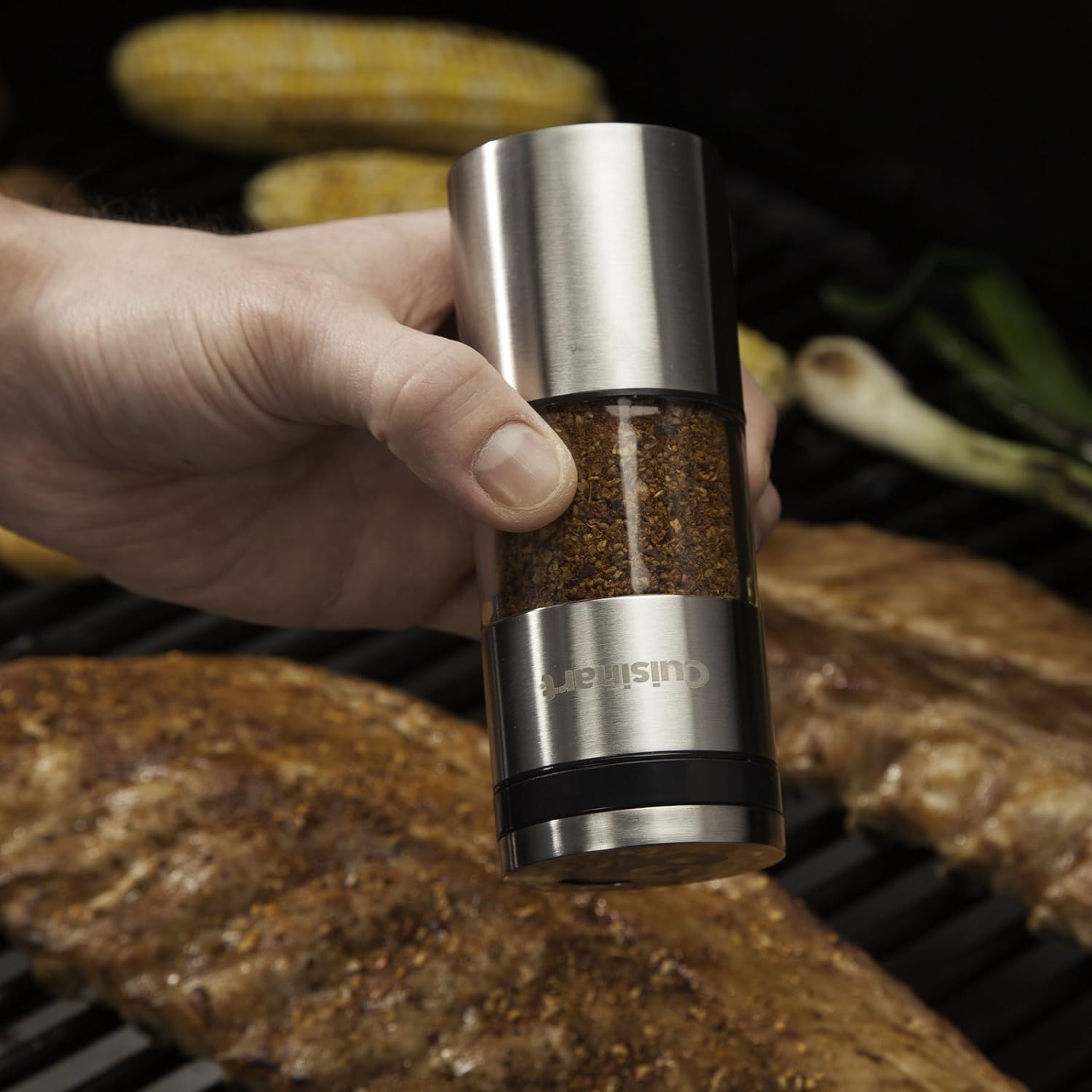 Cuisinart Magnetic Grilling Spice Set - 1 Spice Grinder, 1 Salt & Pepper Shaker, 1 BBQ Rub Seasoning