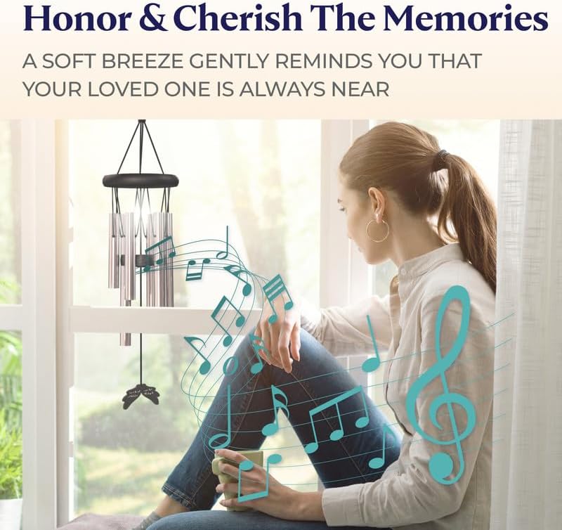 For Comfort Life Windchimes in Memory of a Loved One - 32 Inch Sympathy Wind Chimes with Bereavement Poem