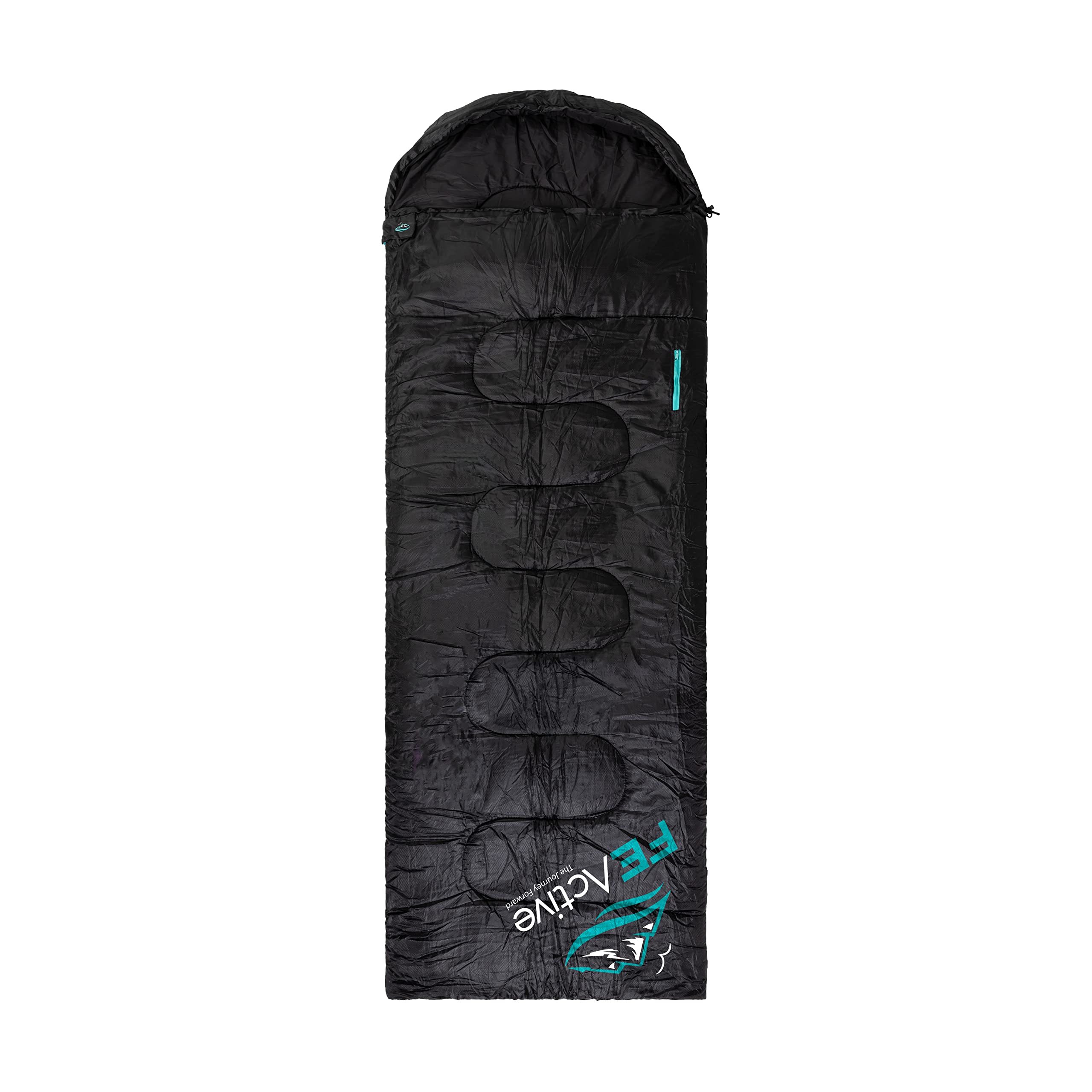 FE Hooded Active Camping Sleeping Bag - 4 Seasons, Extra Long & Lightweight