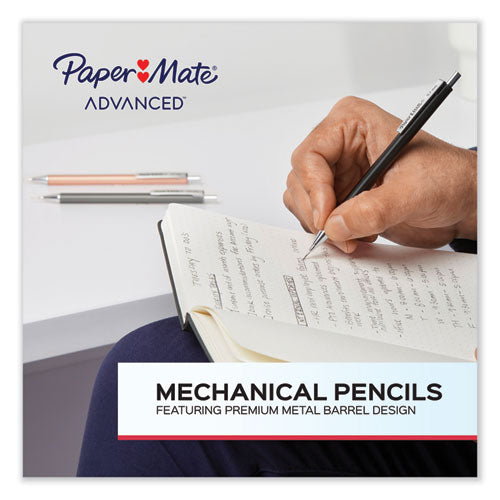 Paper Mate Advanced Mechanical Pencils 0.5 mm, HB (#2), Black Lead, Black; Gray Barrel, 2/Pack