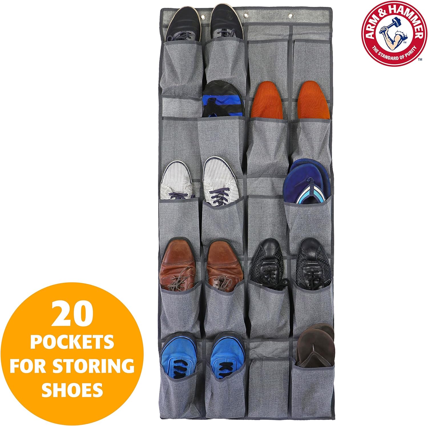 Arm & Hammer Odor Neutralizing 20 Pocket Soft Shoe Organizer - Fits 10 Pairs of Shoes, Accessories