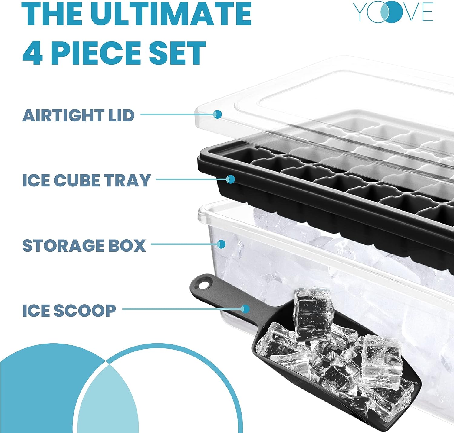 Yoove 36 Nugget Ice Cube Tray With Lid & Bin