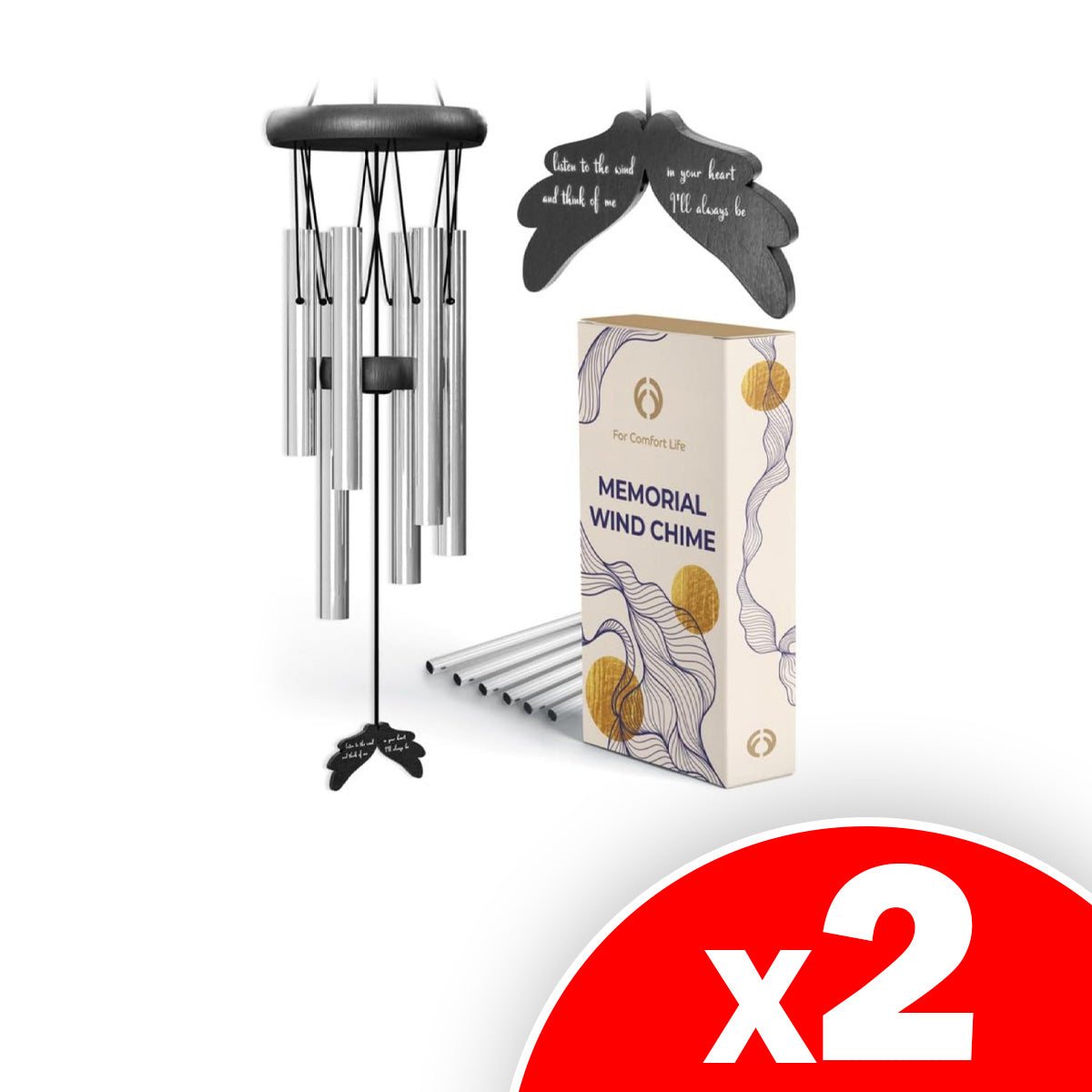 For Comfort Life Windchimes in Memory of a Loved One, 2 Pack