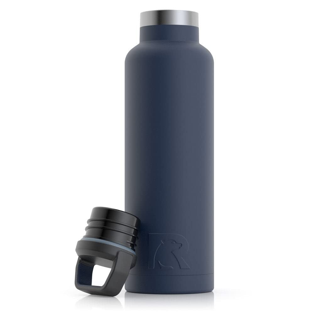 RTIC 16 oz Vacuum Insulated Water Bottle, Stainless Steel Metal, Double Wall, BPA Free, for Hot and Cold Drinks, Navy