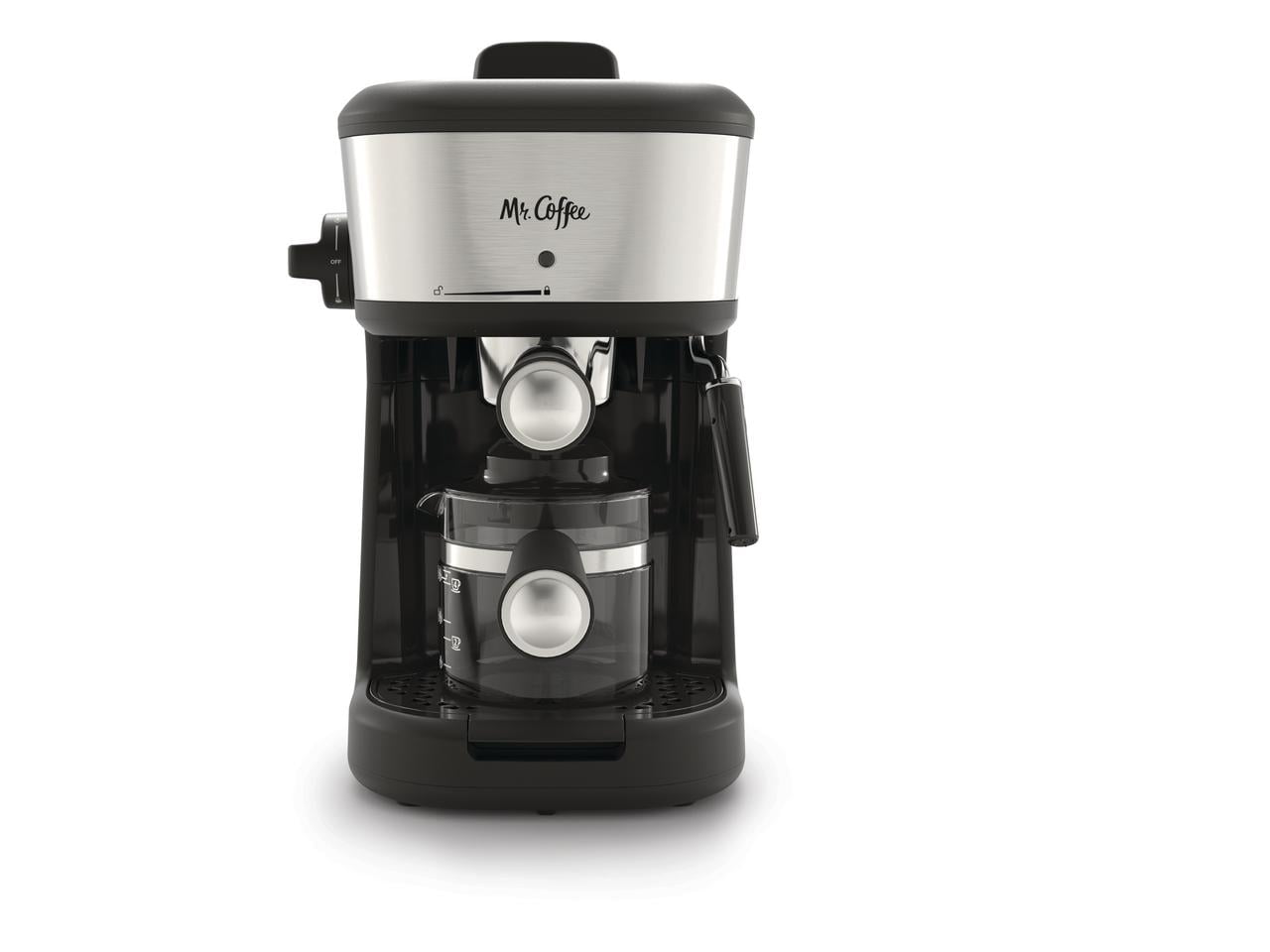 Mr. Coffee 4-Shot Steam Espresso, Cappuccino, and Latte Maker with Glass Carafe