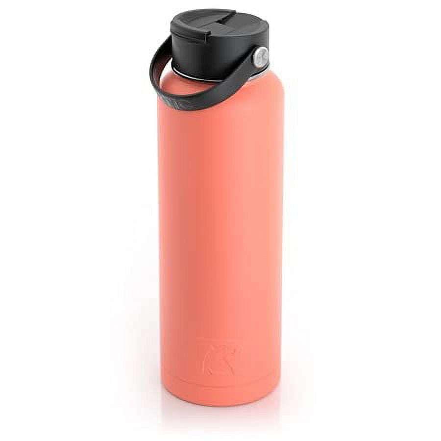 RTIC 40 oz Vacuum Insulated Water Bottle, Metal Stainless Steel Double Wall Insulation, BPA Free Reusable, Leak-Proof Thermos Flask for Hot and Cold Drinks, Travel, Sports, Camping, Coral