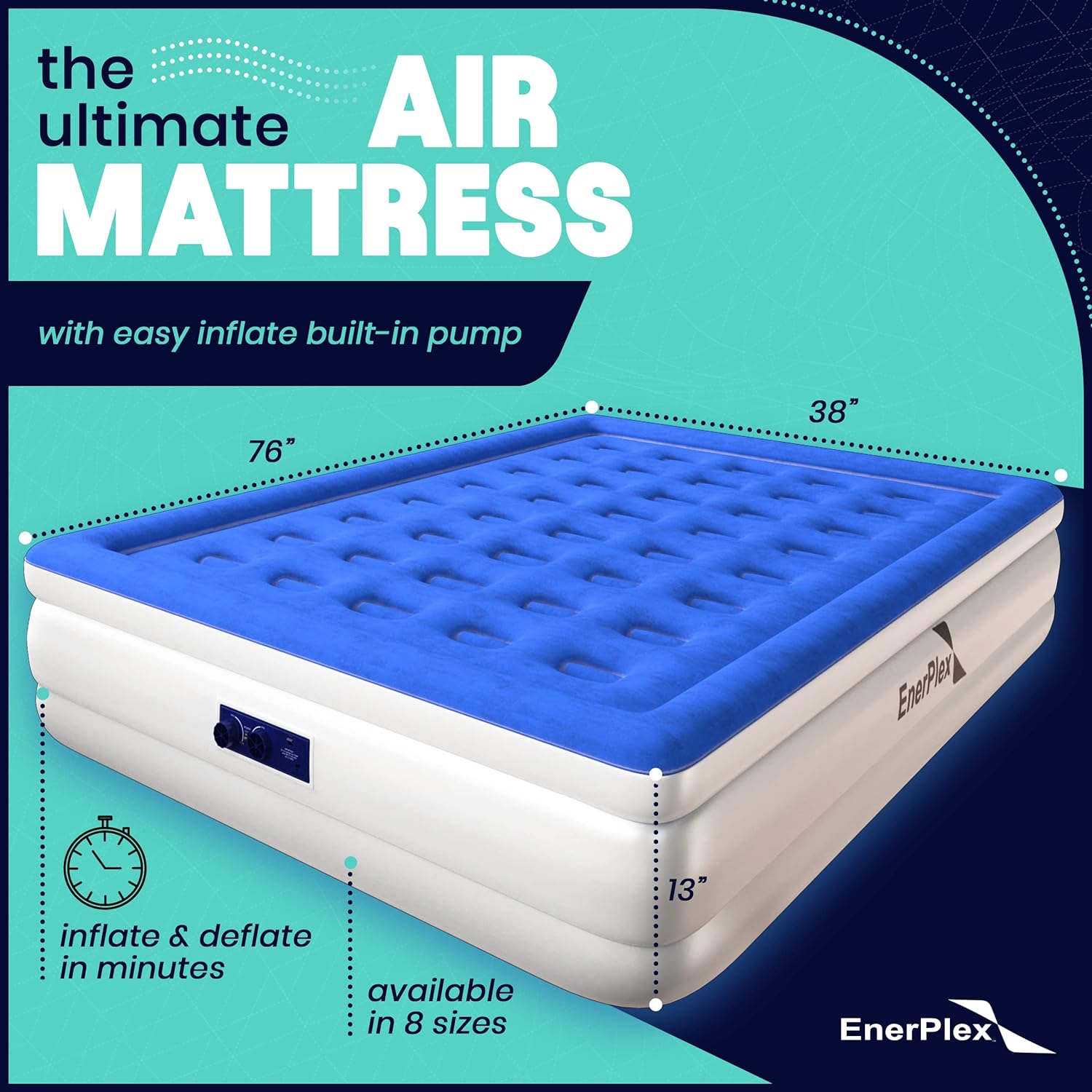 EnerPlex 13" Air Mattress with Built-in Pump