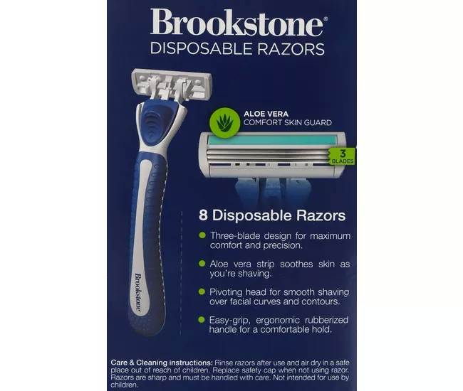 Brookstone 3 Blade Aloe Infused Disposable Razors, 8 Pack