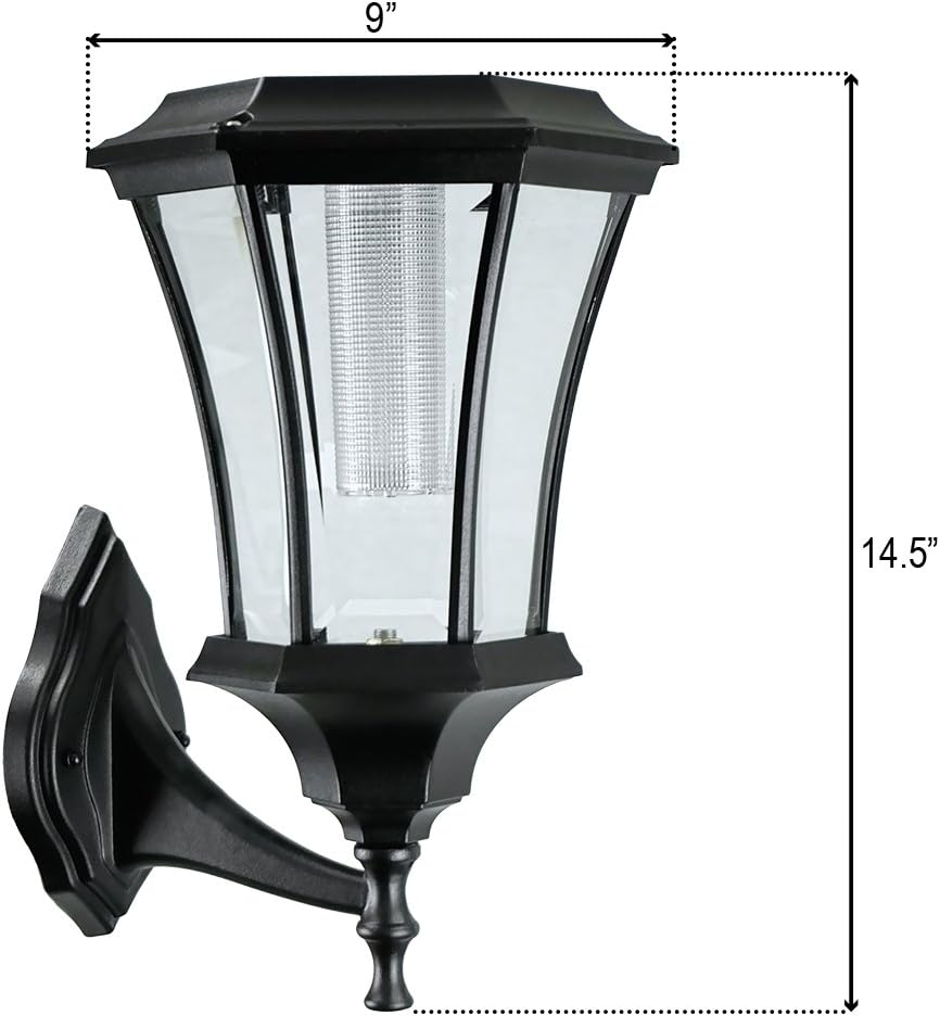 Sun-Ray Martens Wall Mount Solar Lantern, Black, No Wiring Needed