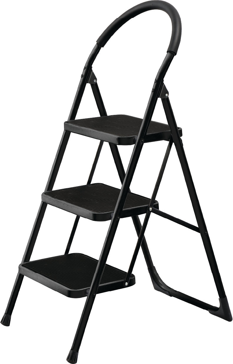 Neat-Living 3 Step Ladder Folding Step Stool with Grips Sturdy Step Stool with Wide Pedal 330 Lbs Capacity, Black