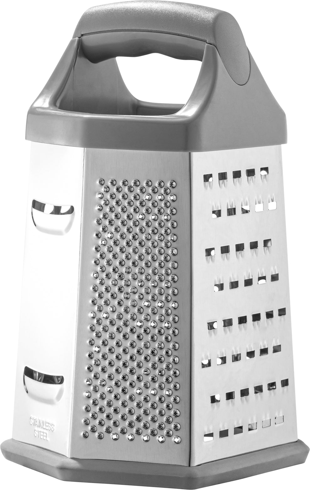 Edge Stainless Steel 6 Sided Grater with Silicone Non Skid Base and TPR Handles, 2 Pack