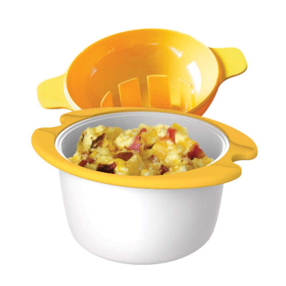 IncrediEgg Microwave Egg Cooker Poacher Scramble Omelet Eggwich Maker with Silicone Handles Yolk Separator and Shell Cracker