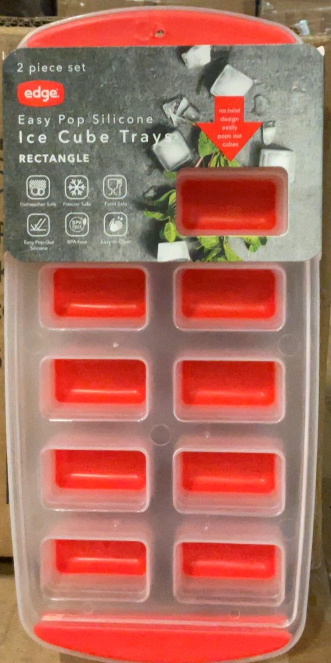 Ice Cube Trays, Silicone Molds Easy Release BPA Free Flexible and Odorless, for Whiskey and Cocktails, Large Rectangle, 2 Pack