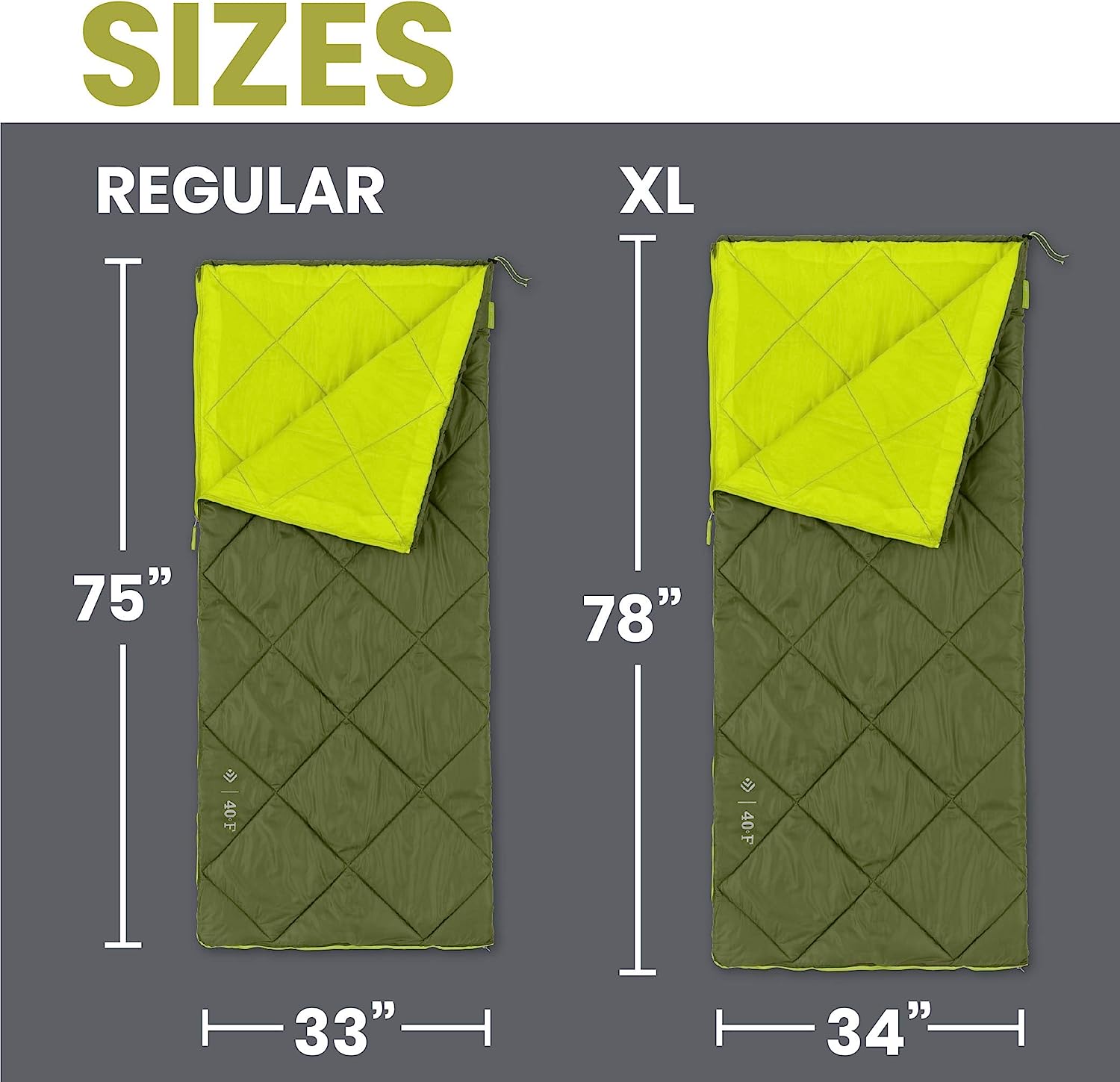 Outdoor Products 40F Rectangular Sleeping Bag Regular Length/Extra-Long