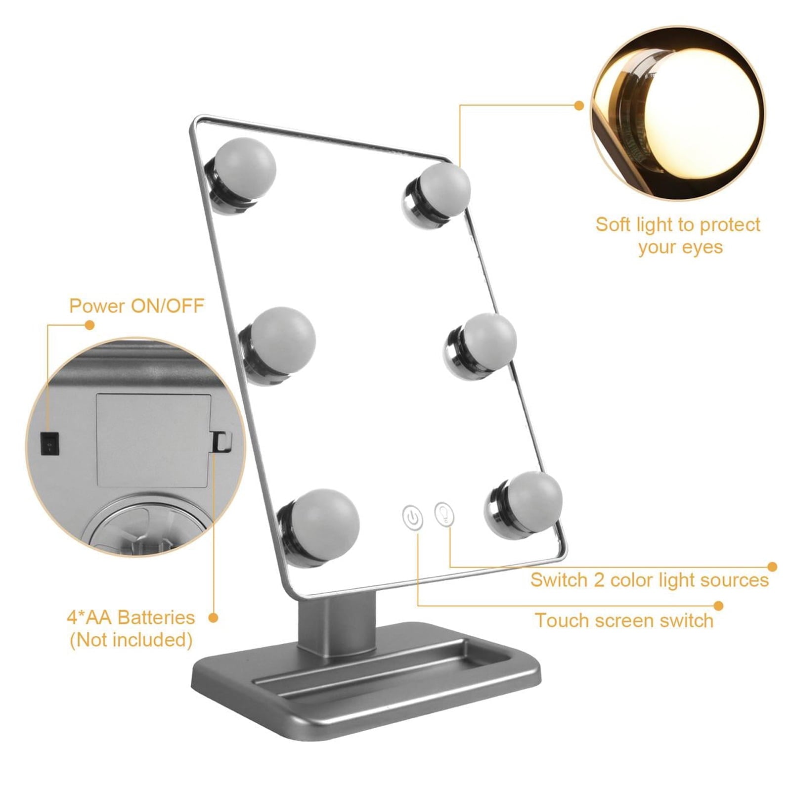 Bigtree Makeup Mirror with Lights Hollywood Style LED Multicolor Touch Control