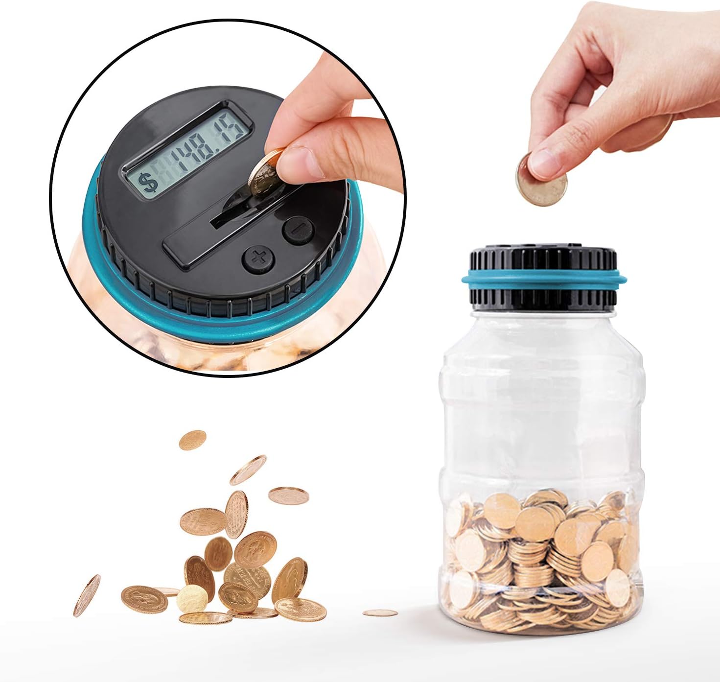Vcertcpl 1.8L Digital Coin Counting Bank with LCD Counter