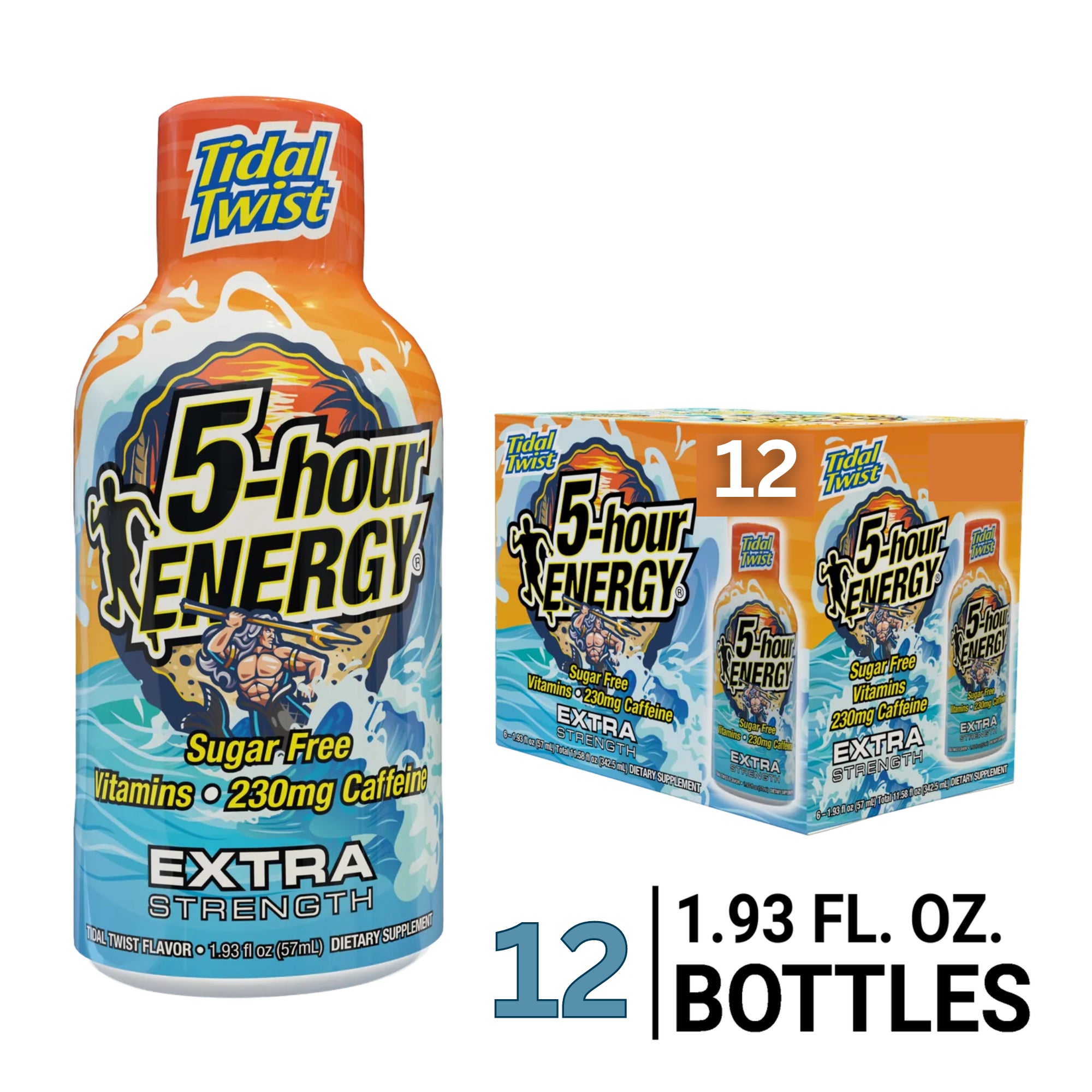 5-Hour Energy Shot, Extra Strength TIDAL TWIST SUGAR FREE Limited Edition, 1.93 Oz, 12 Count (Display Box)