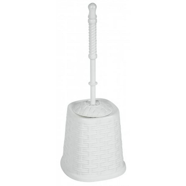 Superio Toilet Bowl Brush and Holder set, Wicker Style, White