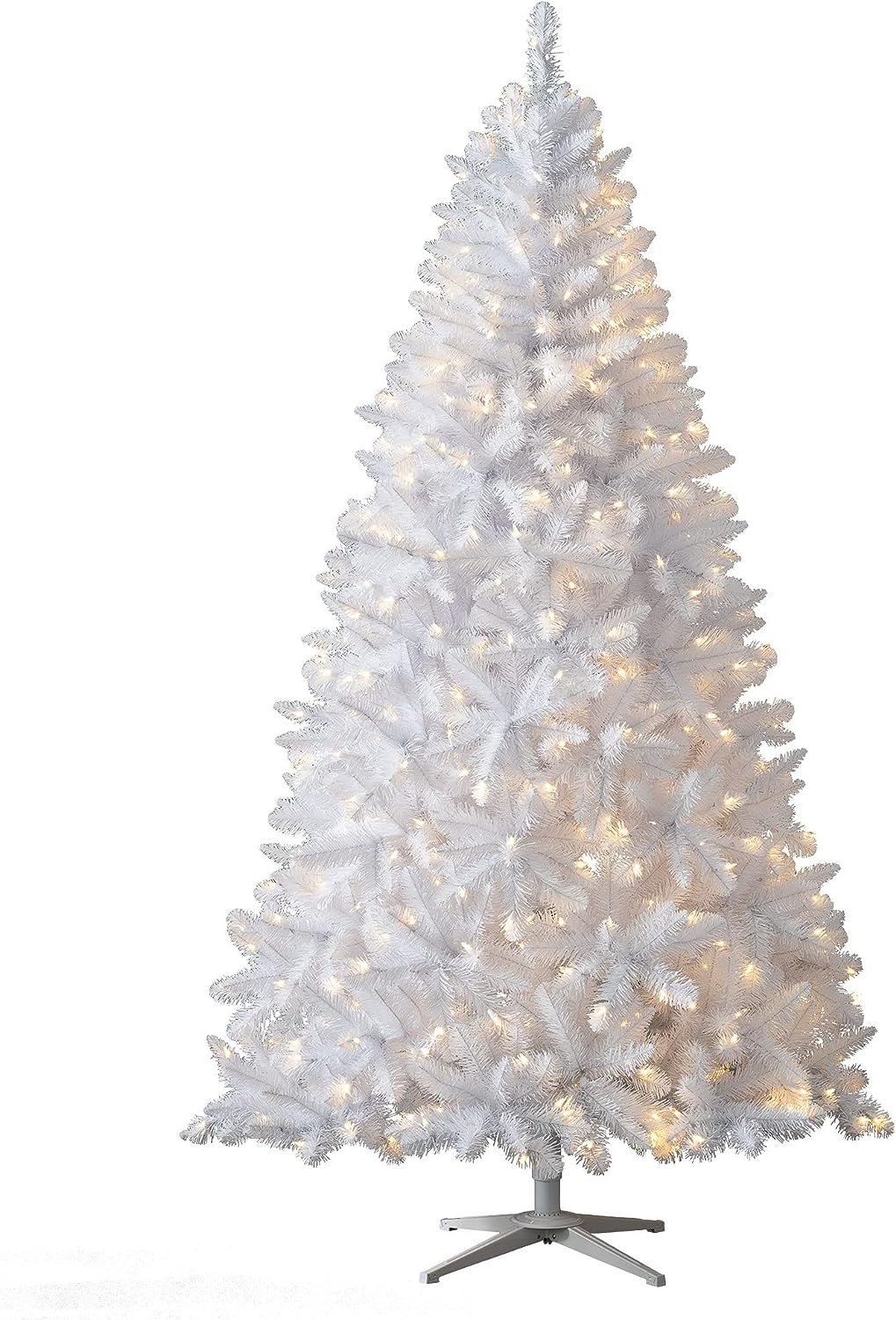 Winter White 6 Foot Artificial Pre-Lit Christmas Tree Holiday Decoration with 250 Color Changing LED Lights