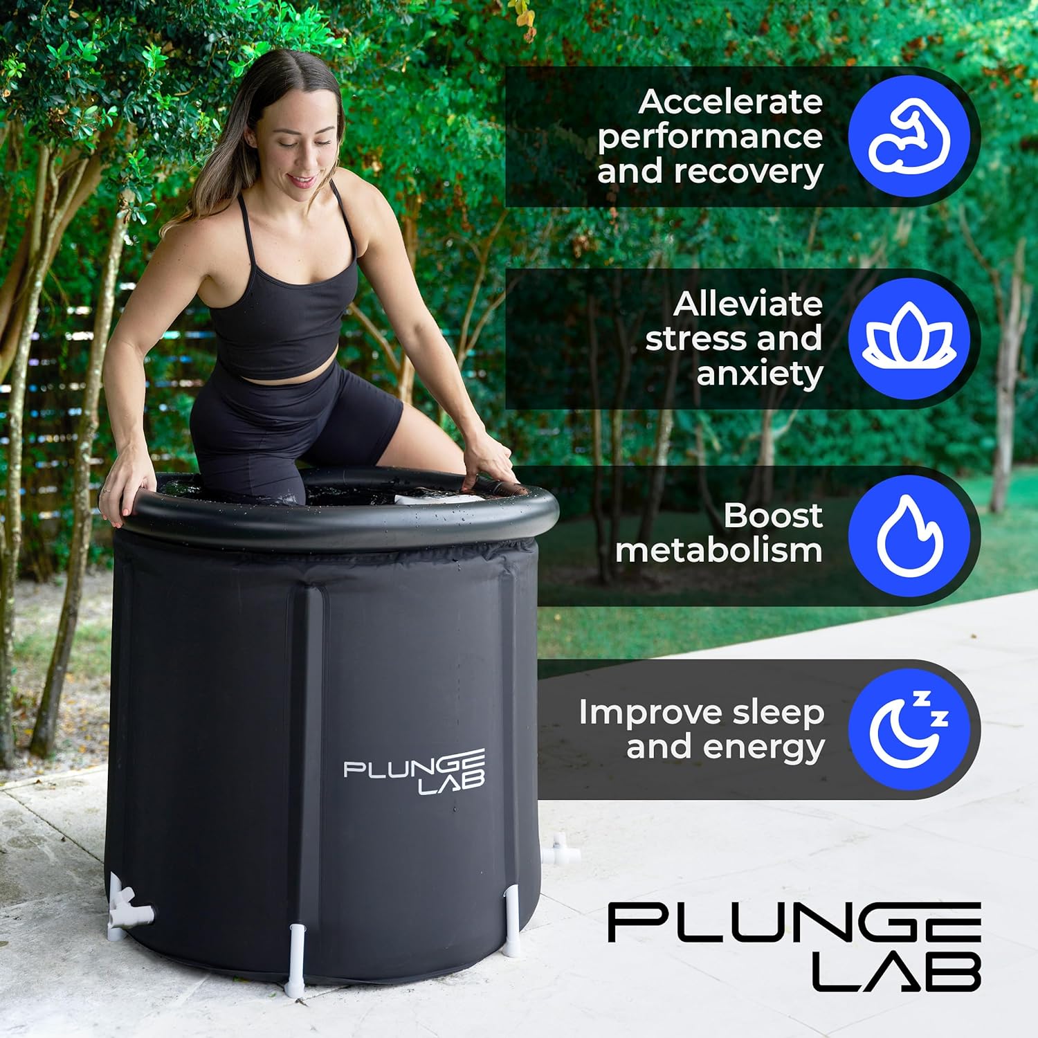 Plunge Lab Cold Plunge Tub XL, Portable Ice Bath Tub for Athletes, 90 Gallon Capacity, Cold Tub for Ice Baths at Home - USA Owned, Easy Install