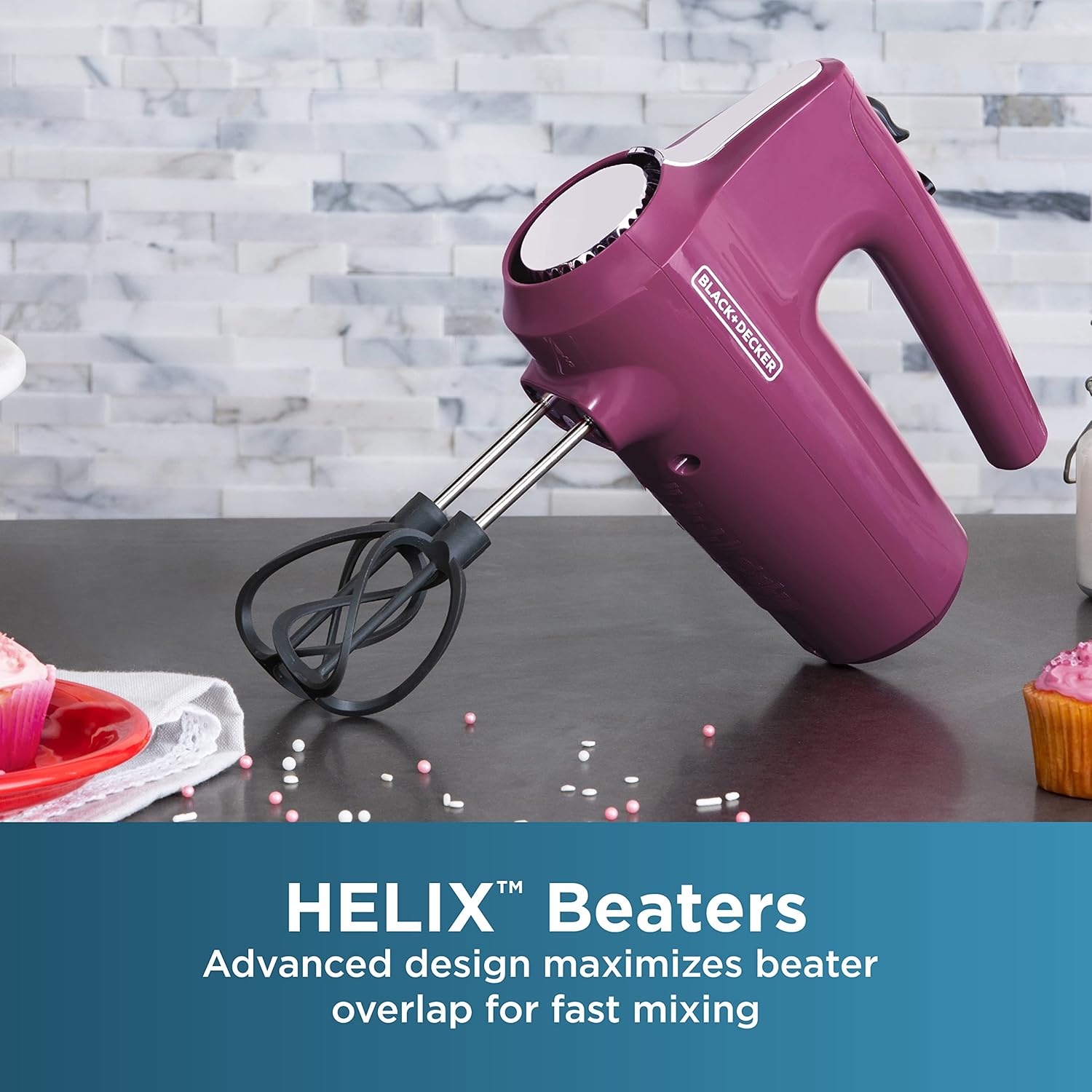 BLACK+DECKER Hand Held Mixer MX610P, 5-Speed, Purple Wineberry Mixer