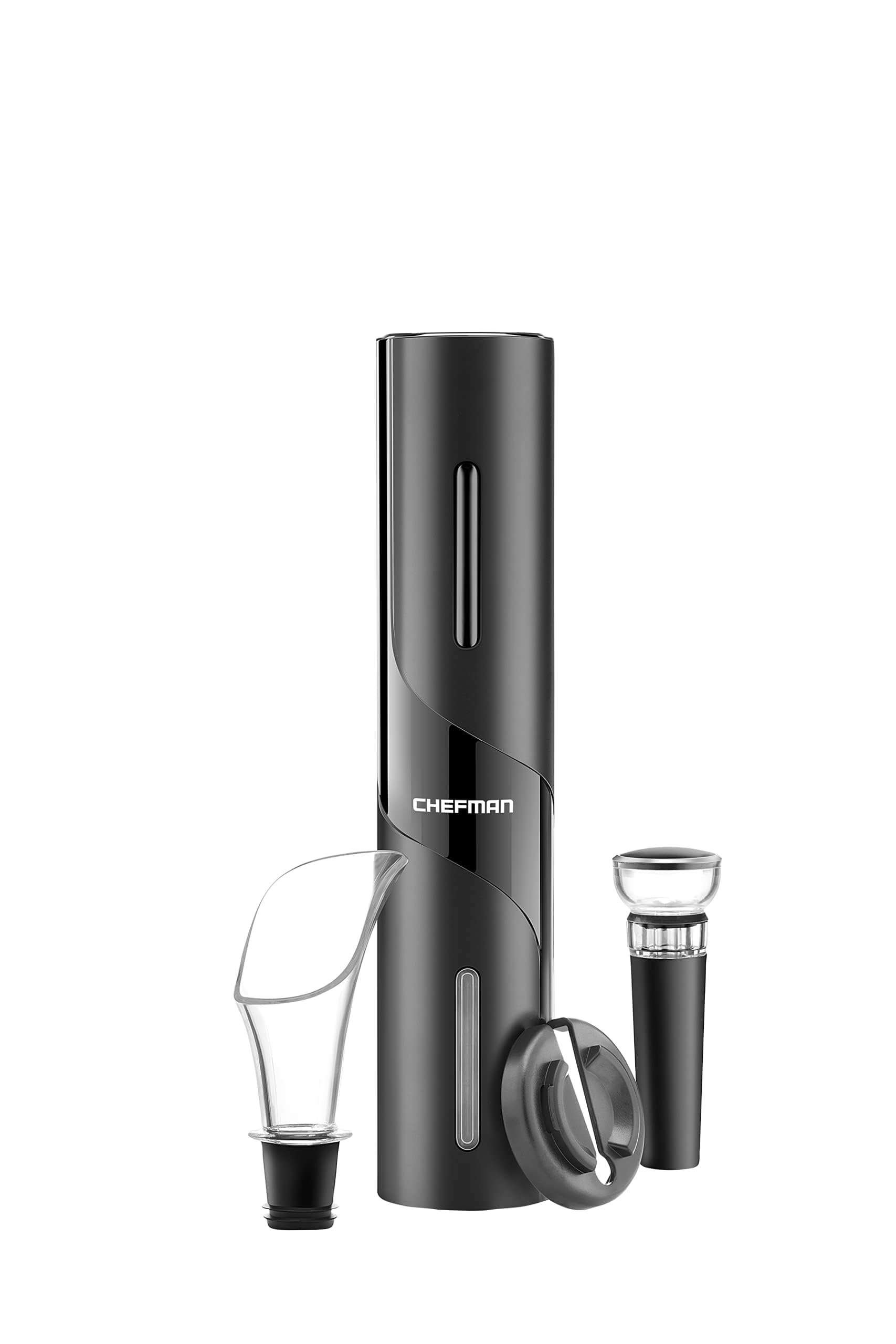 Chefman Battery Operated Electric Wine Opener with Foil Cutter, Pourer, & Vacuum Stopper