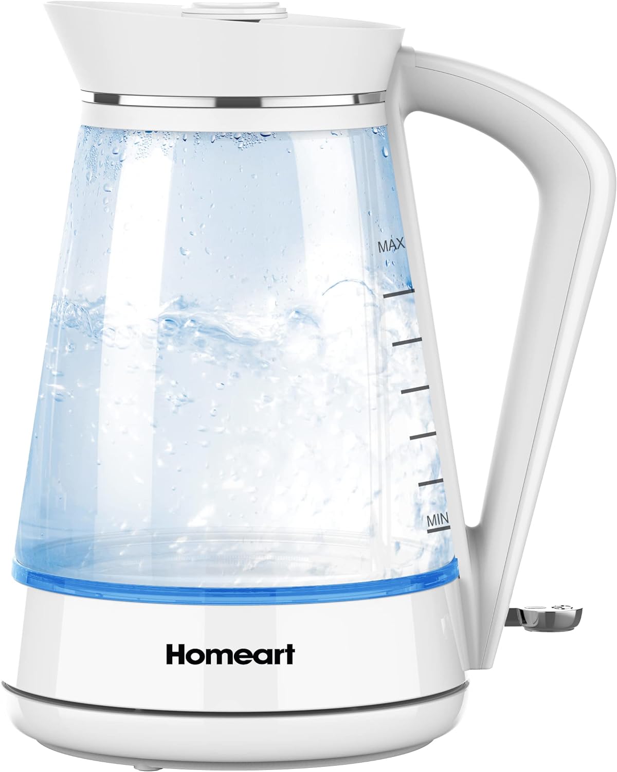 Homeart Urban Cordless Electric Glass Kettle - Stainless Steel With Removable Filter, Fast Boiling and Auto Shut-off - 1.7L Capacity, White