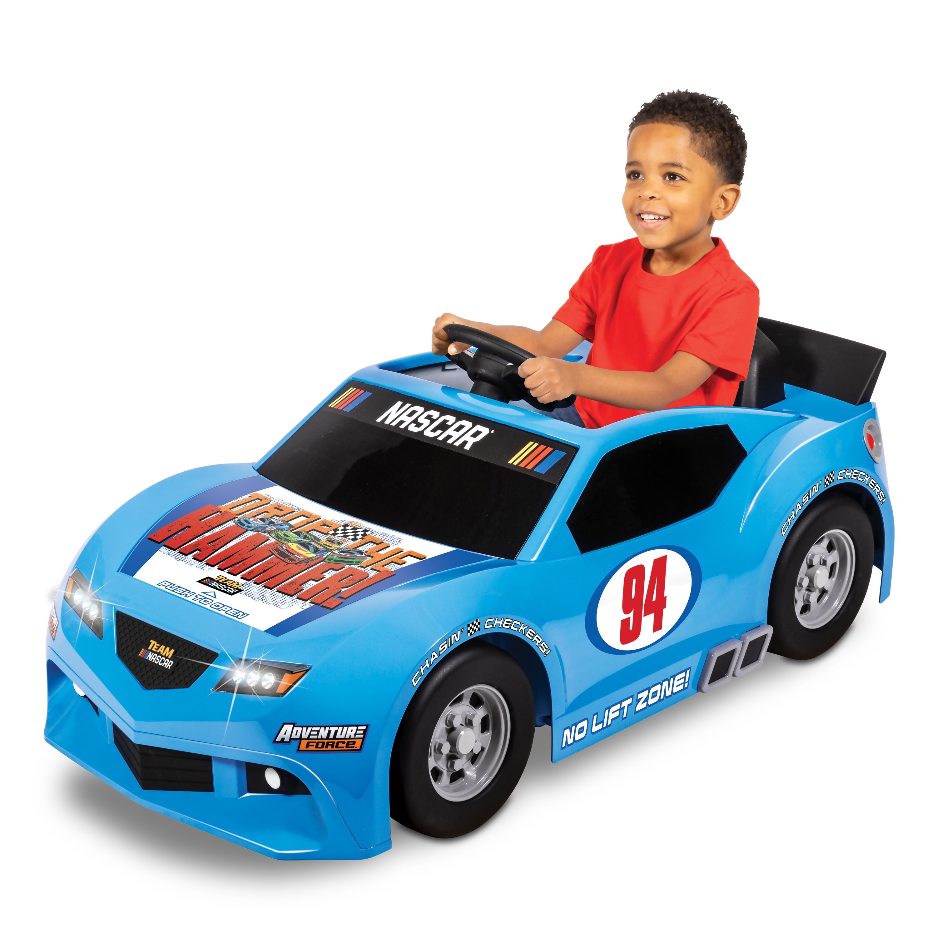 NASCAR 6V Champion Racer, Powered Ride-on with Toy Engine and Tools, Max Speed 3 mph