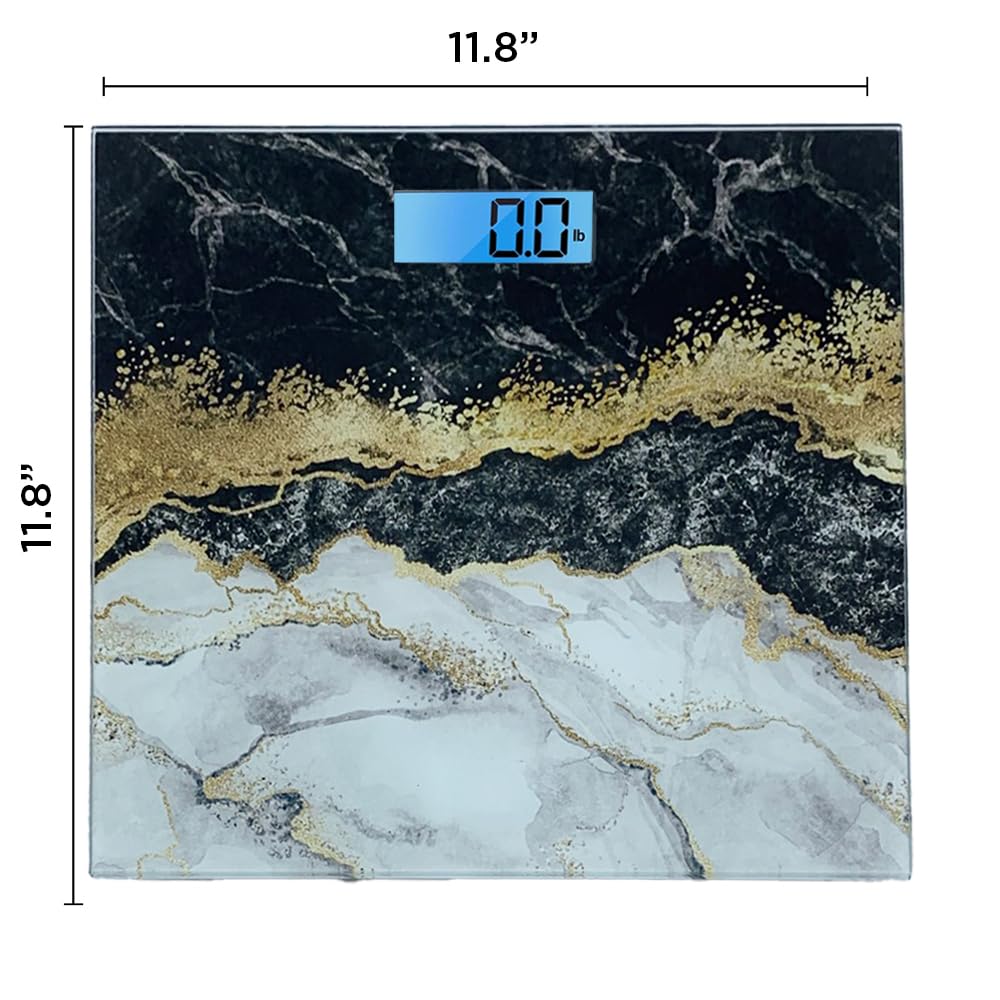 Cameo Bathroom Scale for Body Weight with Large LCD Backlight Display and Tempered Glass, Batteries Included, 400lbs