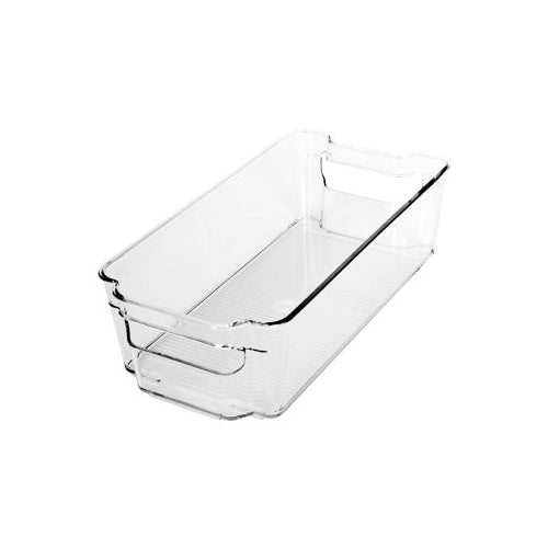 Sharper Image- Refrigerator Organizer Bins, Plastic Storage Bins for Freezer, Cabinet & Pantry, Stackable Freezer Organizer Bins with Built-in Handle, Clear Bins for Kitchen Storage (13.3 X 6 X 3.5)