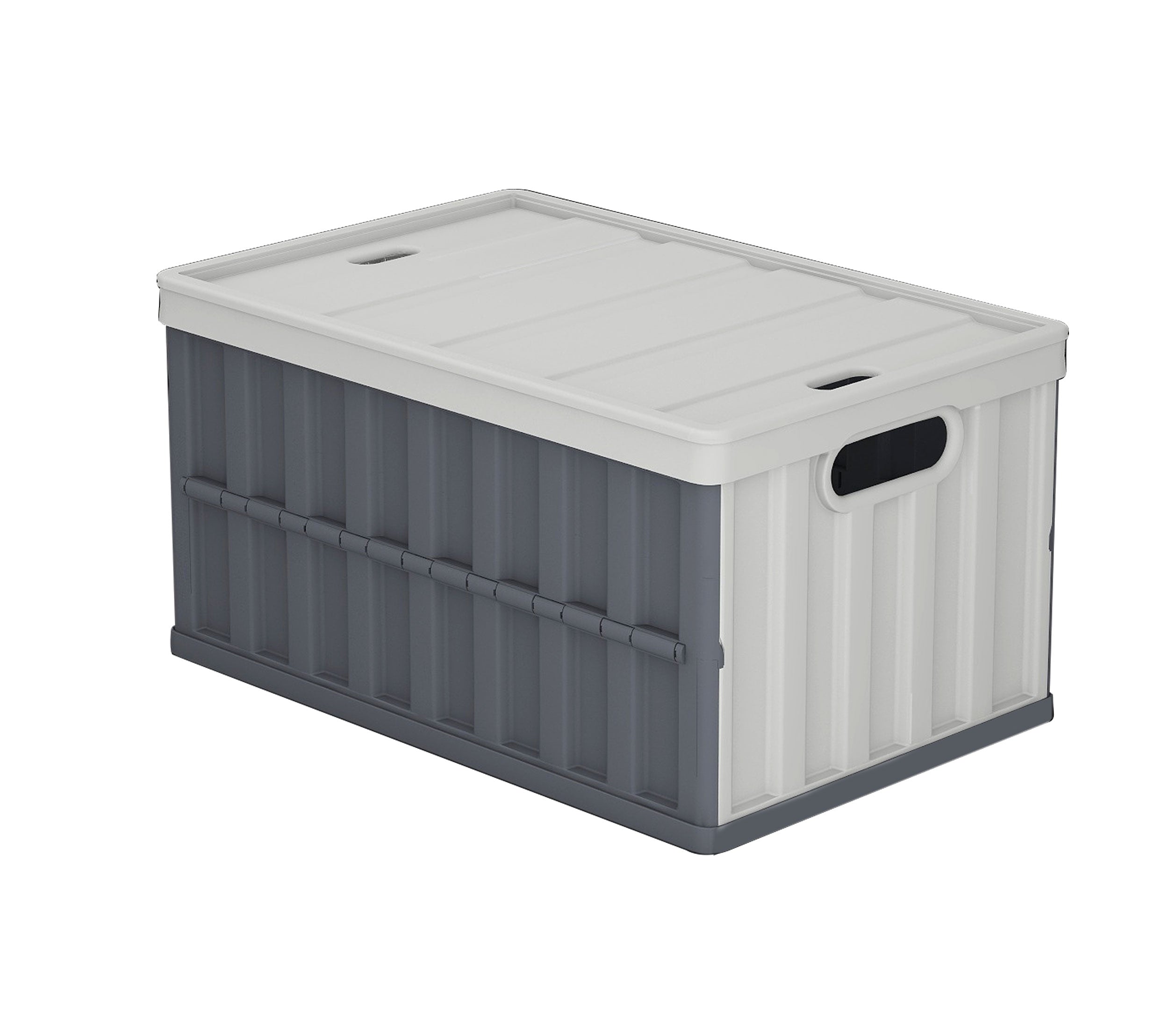 Neat-Living 64L Collapsible Storage Bin w/ Lid, Stackable with Handles, (Blue + Dark Grey)