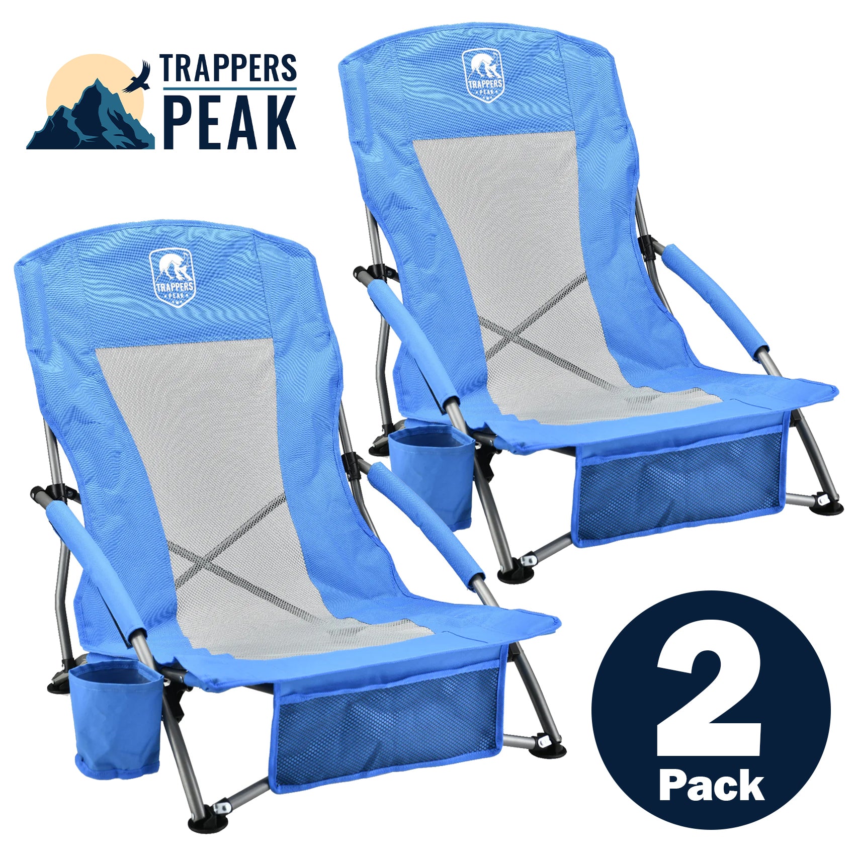 Trappers Peak Low Profile Folding Beach Chair, 2PK