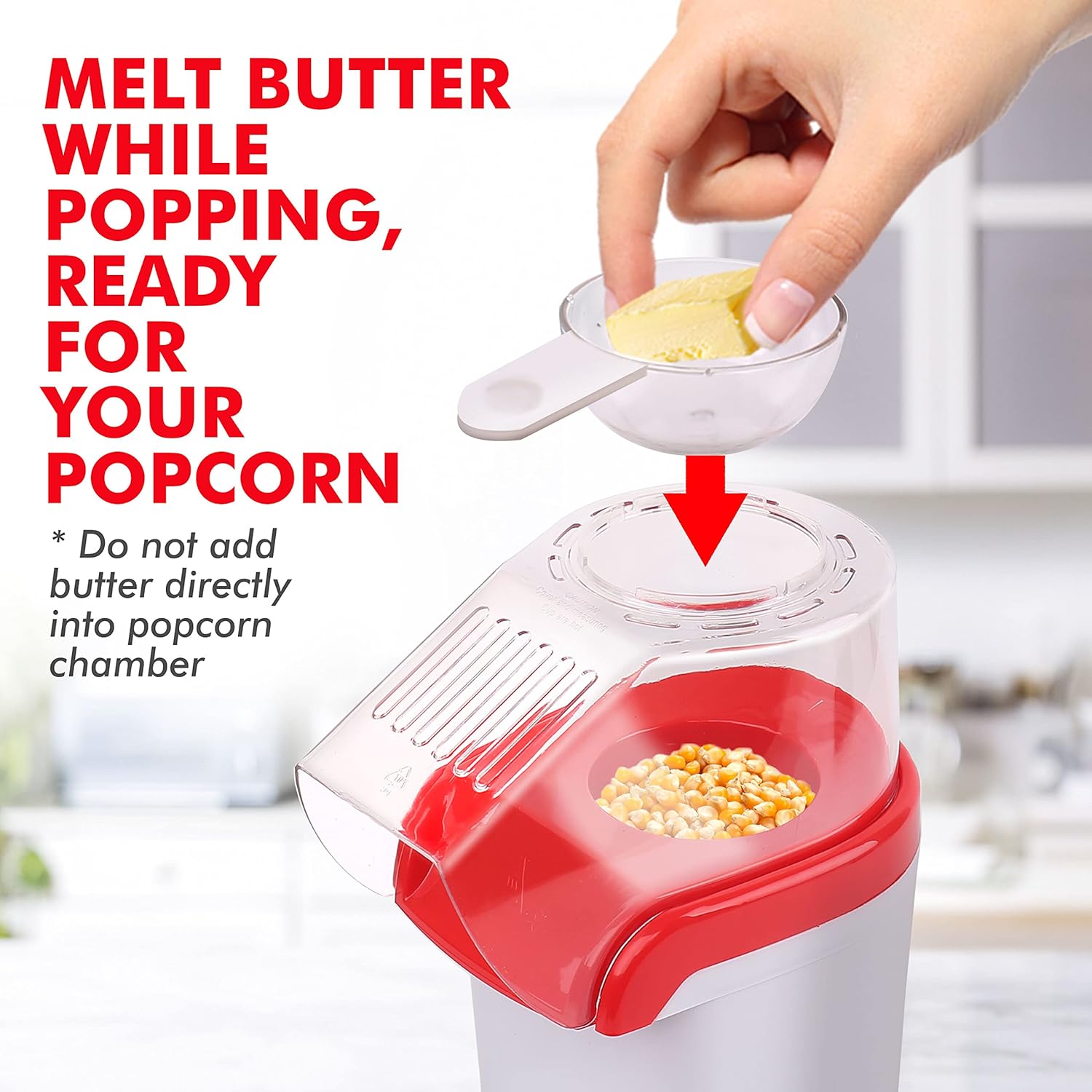 Mueller Ultra Pop, Hot Air Popcorn Popper, Electric Pop Corn Maker, Healthy and Quick Snack, No Oil Needed with Measuring/Butter Cup