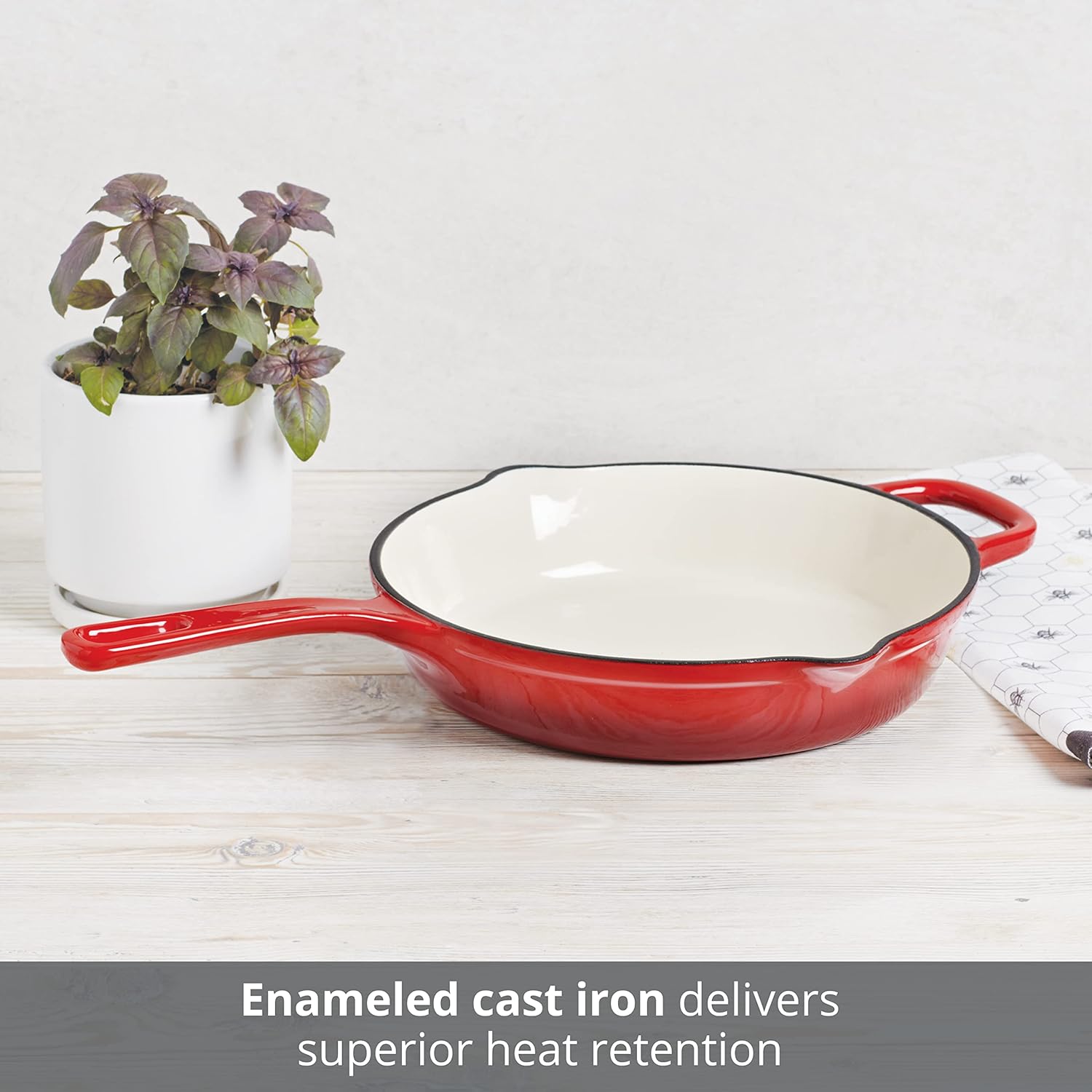 Legacy by MasterPRO - 10" Legacy Enamel Cast Iron Fry Pan, Red