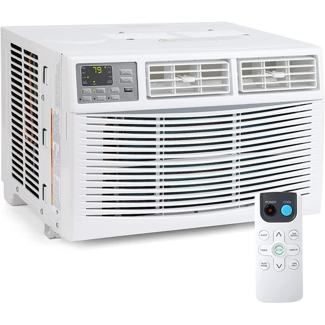 Cool Living 10,000 BTU 115V, Air Conditioner with Remote, Auto-Restart, 3 Cooling & Fan Speeds, Energy Saver, White