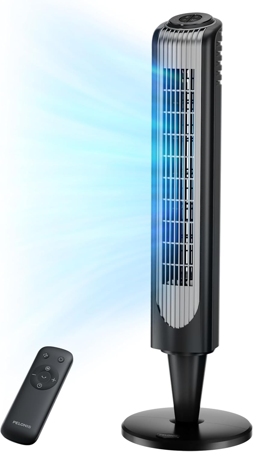 Pelonis 36-Inch Oscillating Tower Fan with Remote Control, 3 Speeds, 4 Modes and 15-Hour Timer